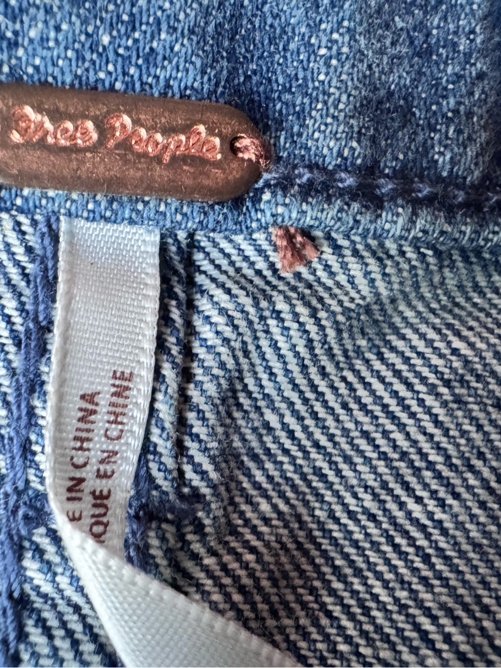 Free People Embellished Blue Denim Mini Skirt - Picture 2 of 6